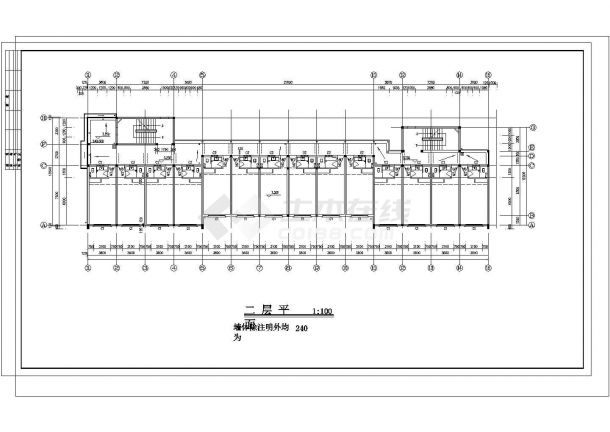 大学宿舍建筑施工平面参考详图-图一