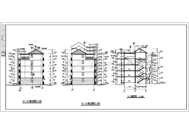 南京馨馨小区4层沿坡式砖混结构住宅楼建筑设计CAD图纸（含阁楼）-图二