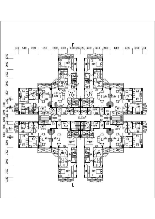 某高层住宅楼户型详细设计施工建筑平立面CAD图纸-图一