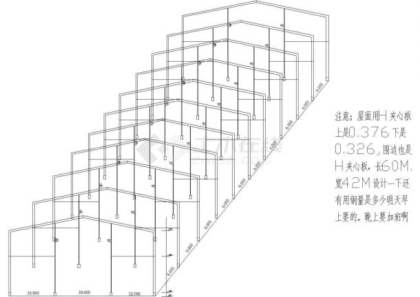 河南某五金公司钢结构厂房设计CAD三维轴测示意图（甲级院设计）-图二