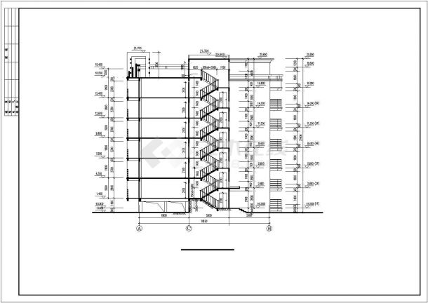 长23.6米 宽18.1米 七层复式1梯4户点式住宅楼框架结构设计图全套完整大样图CAD图纸-图二