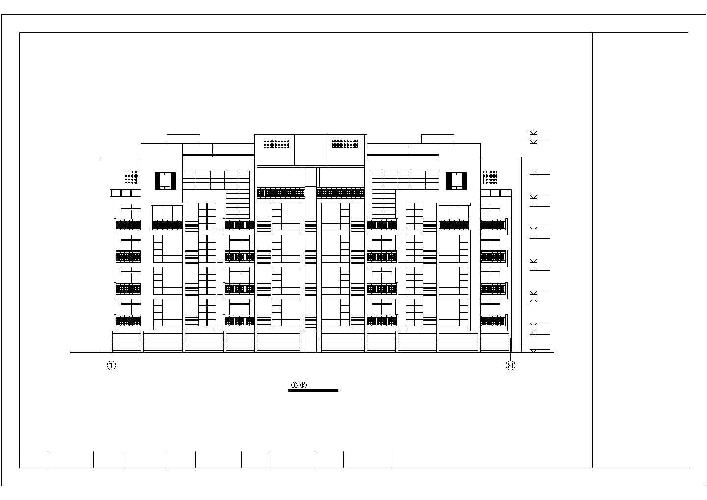 长34.8米 宽11.7米 五层单身公寓楼3单元每单元2户对称户型框架结构设计图全套完整大样图CAD图纸（无剖面图）