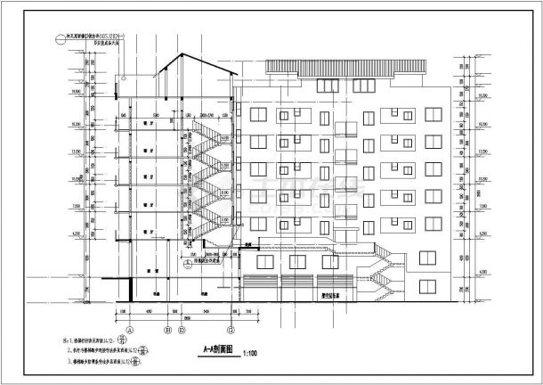 丽水市某居住区6层底框结构住宅楼全套建筑设计CAD图纸（含阁楼层）-图一