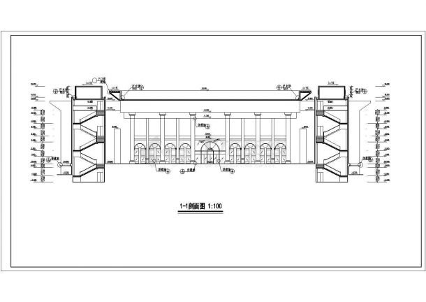 某大学地上2层地下1层礼堂建筑施工图CAD-图二