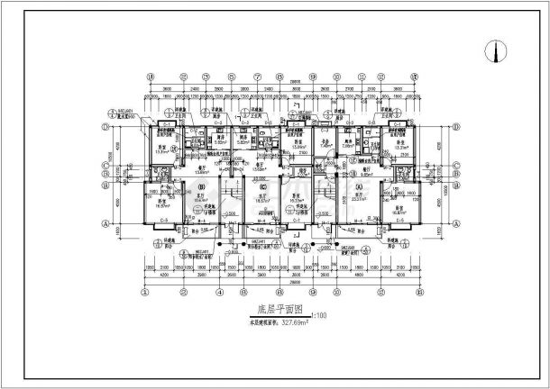 某公寓楼施工图详细设计施工全套建筑平立面CAD图纸-图二