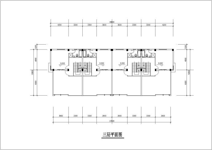 多层联排别墅建筑平立面图_图1