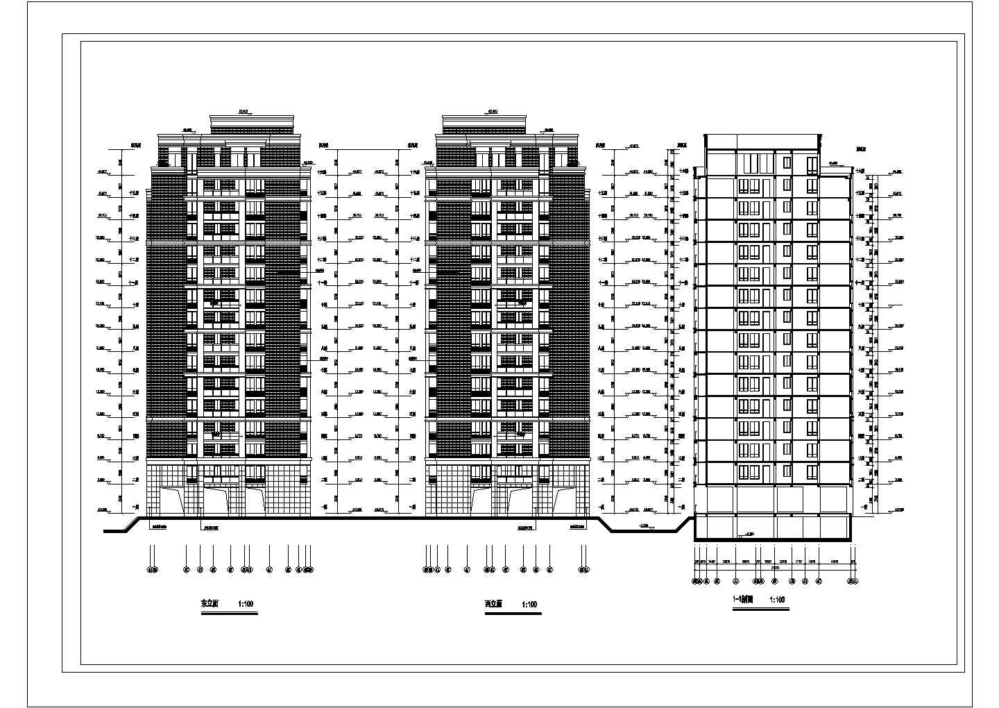 某城市十六次高层住宅小区施工设计cad图纸（阳台构造详图）