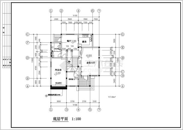 高档复古式大别墅施工CAD平面参考图-图一