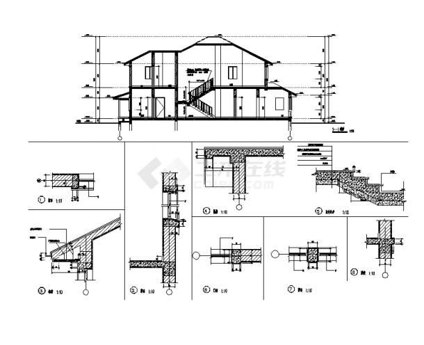 三套欧式风格住宅楼建筑设计施工cad图纸（含设计说明）-图一
