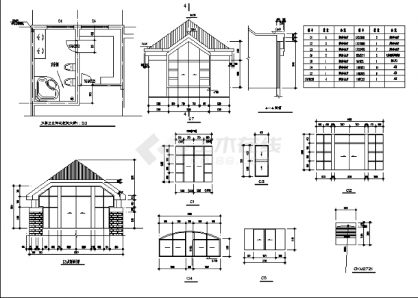 三套美式风格住宅楼建筑设计施工cad图纸（含设计说明）-图二
