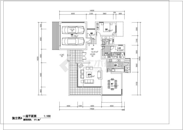 某区域大型别墅房平剖面图纸-图一