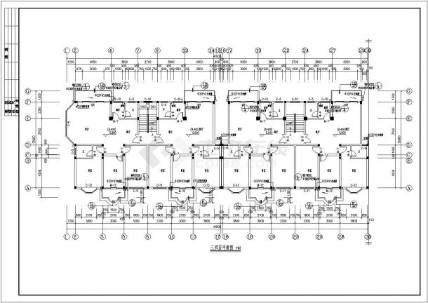 渭南市联谊小区7层砖混结构住宅楼全套建筑设计CAD图纸-图二