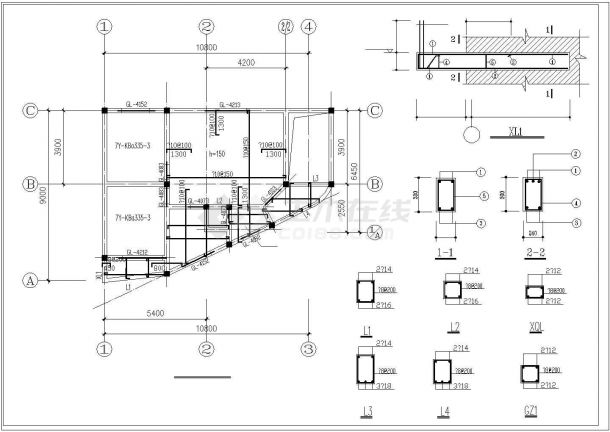 某底框结构住宅楼建筑结构cad设计施工图纸-图一