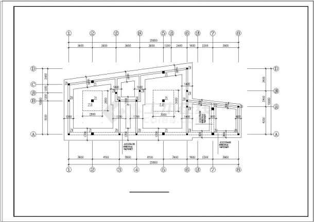 某二层商住楼结构cad施工设计图纸-图二