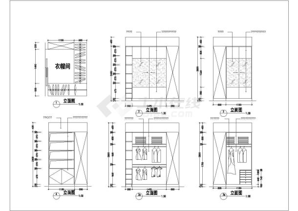 某书架衣柜CAD设计构造完整节点立面图-图一