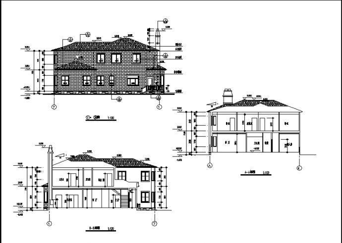 三套宾馆别墅住宅楼建筑结构设计施工cad图纸（含说明）_图1