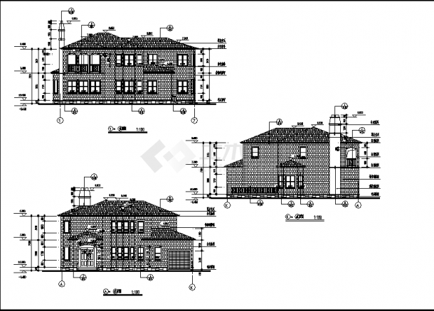 三套宾馆别墅住宅楼建筑结构设计施工cad图纸（含说明）-图二