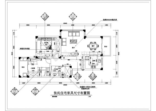 张氏住宅家居室内装修设计施工图-图二