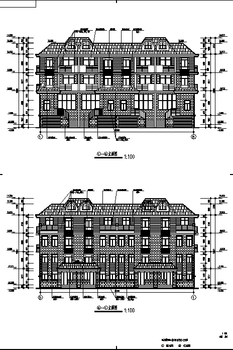 三套联排别墅住宅楼建筑设计施工cad图纸（含说明）_图1