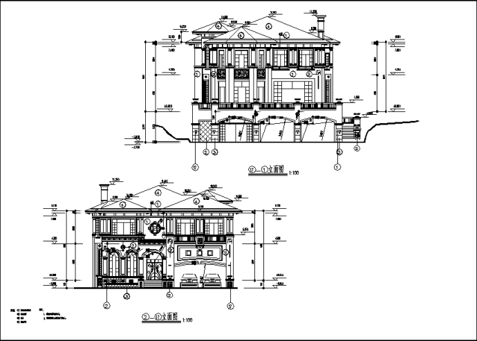 三套简约别墅住宅楼建筑设计施工cad图纸（含说明）_图1