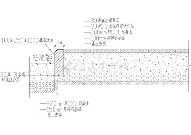 某地最普遍的人行道道牙CAD设计参考图-图二