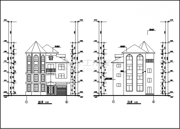 三套复式翡翠山庄别墅综合楼建筑设计施工cad图纸-图一