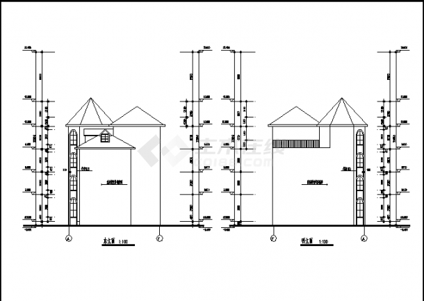 三套复式翡翠山庄别墅综合楼建筑设计施工cad图纸-图二
