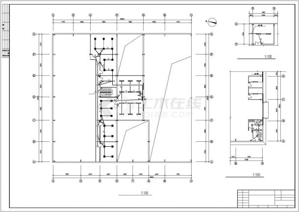 某汽车展厅全套钢结构设计CAD平面图（标注详细）-图二