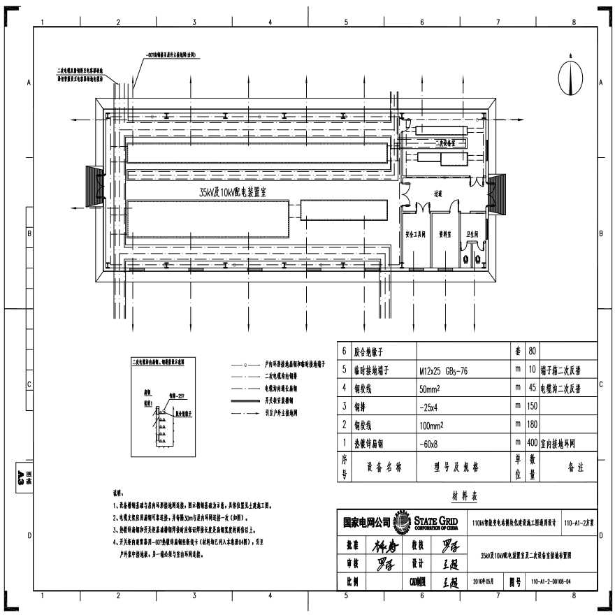 110-A1-2-D0108-04 35kV及10kV配电装置室及二次设备室接地布置图.pdf-图一