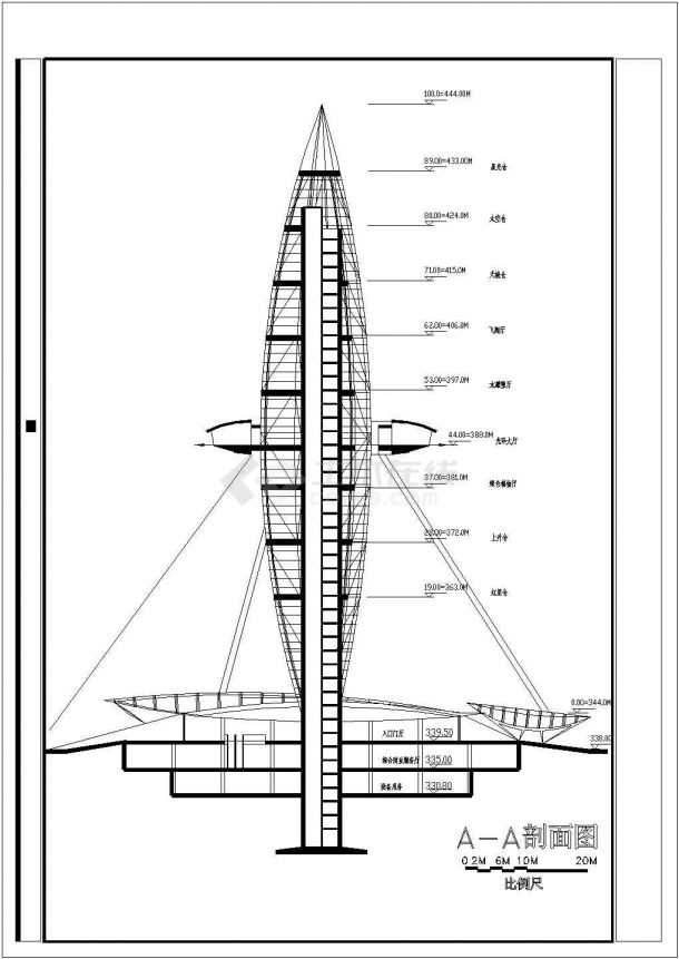 观光塔设计方案设计施工CAD图纸-图二