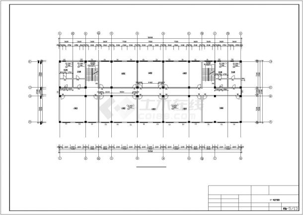 北京某中学5280平米6层钢筋硂框架结构教学楼建筑结构设计CAD图纸-图二