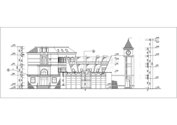 1700平米3+1层框混结构社区会所全套建筑设计CAD图纸-图二