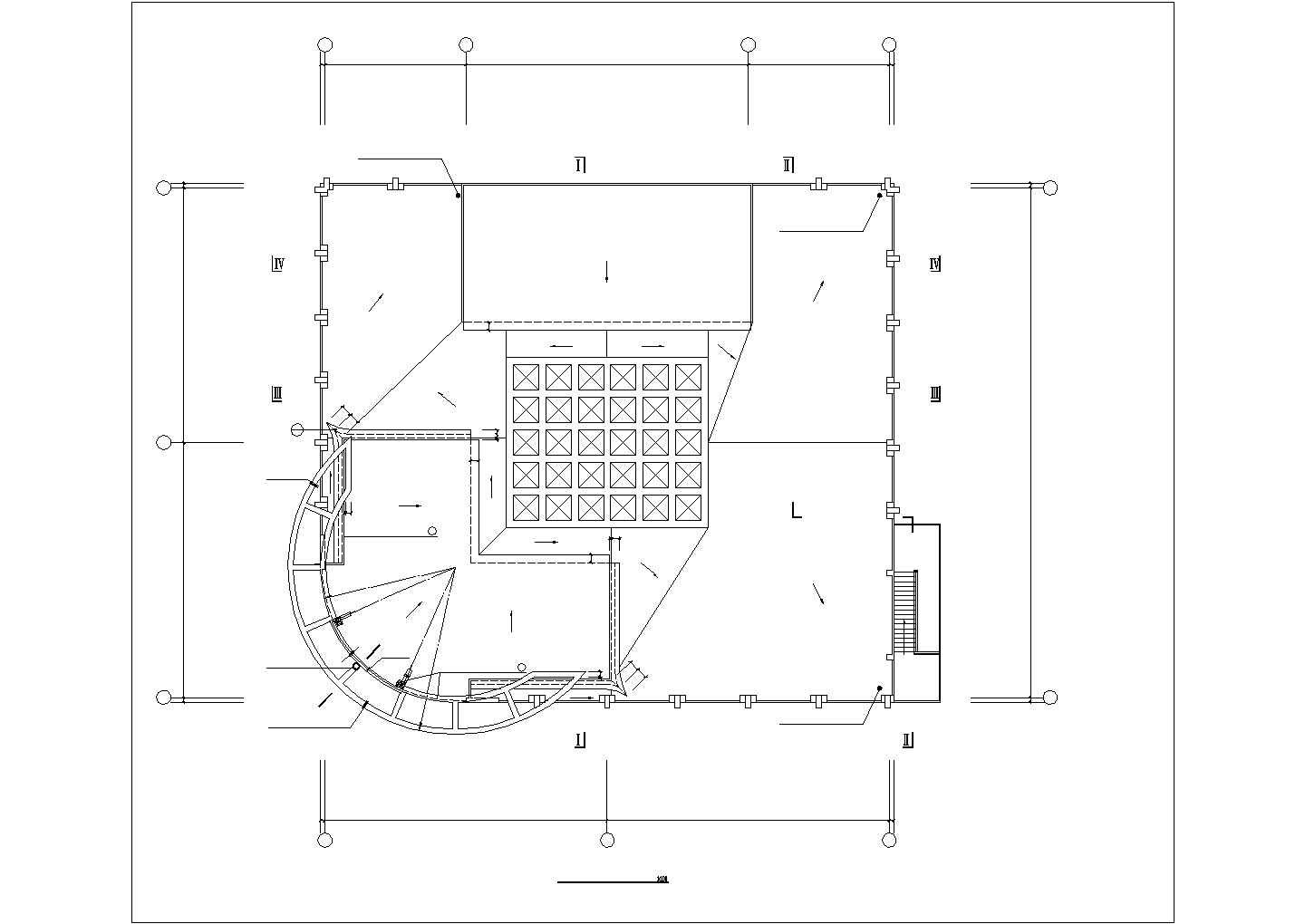 1400平米临街4层框混结构商业办公楼平面设计CAD图纸（含地下室）