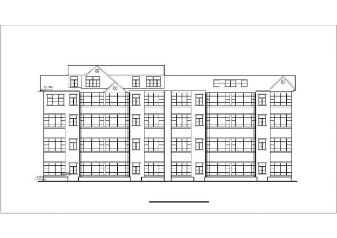 湖州市某现代化小区1600平米4层砖混结构住宅楼平立面设计CAD图纸_图1