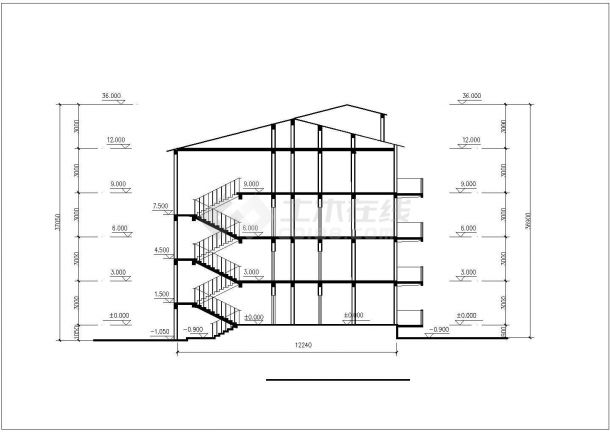 湖州市某现代化小区1600平米4层砖混结构住宅楼平立面设计CAD图纸-图二