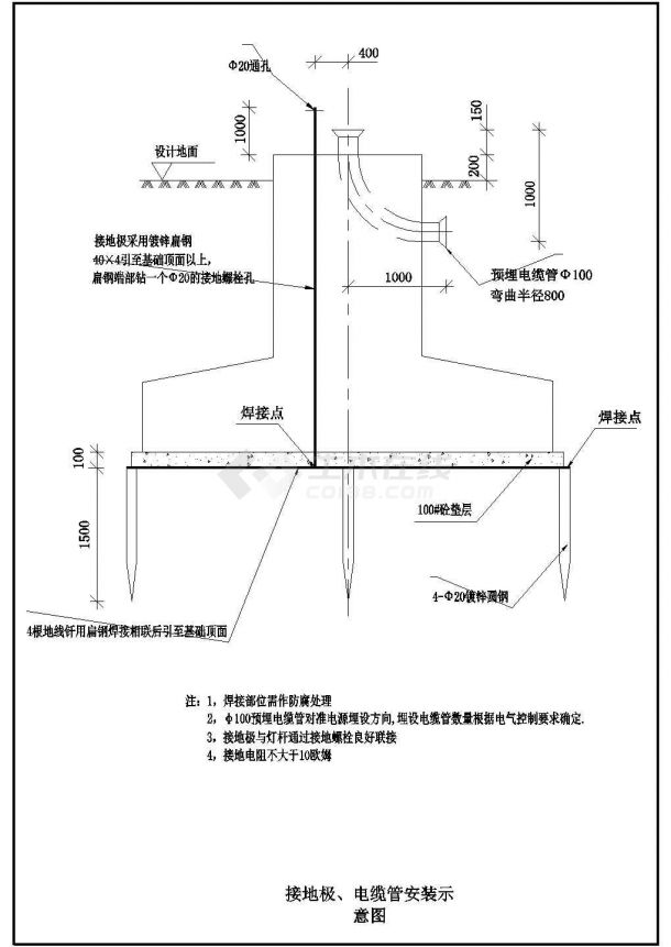 大庆市某地四十米升降高杆灯基础设计cad图纸，共一份资料-图一