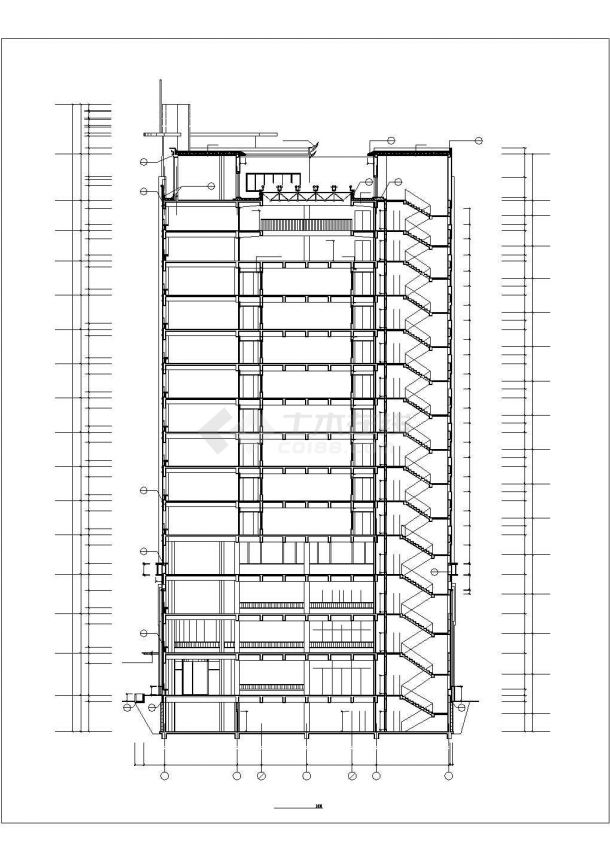 贵阳市某现代化小区14层框架结构住宅楼立剖面设计CAD图纸-图一