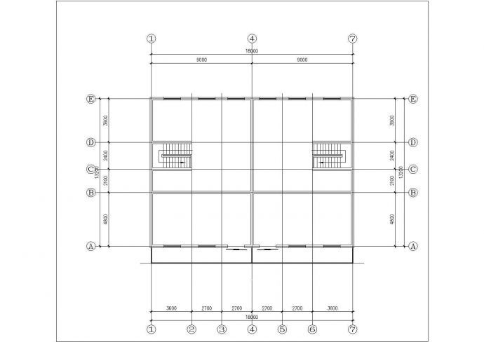 3层砖混结构双拼别墅建筑设计CAD图纸（含阁楼/每户262平米）_图1