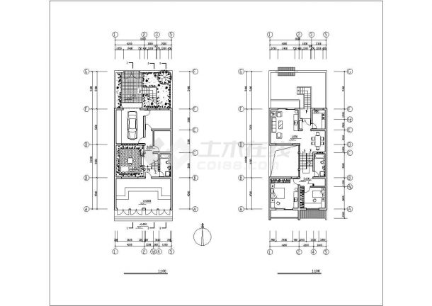  CAD drawing of plane, elevation and section design of 252m2 3-storey frame concrete structure single villa