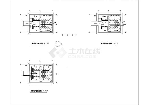 某厕所全套建筑cad施工设计图纸-图一