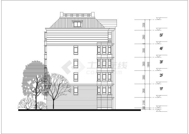 南京某小区5700平米六层混合结构住宅楼平立剖面设计CAD图纸-图一