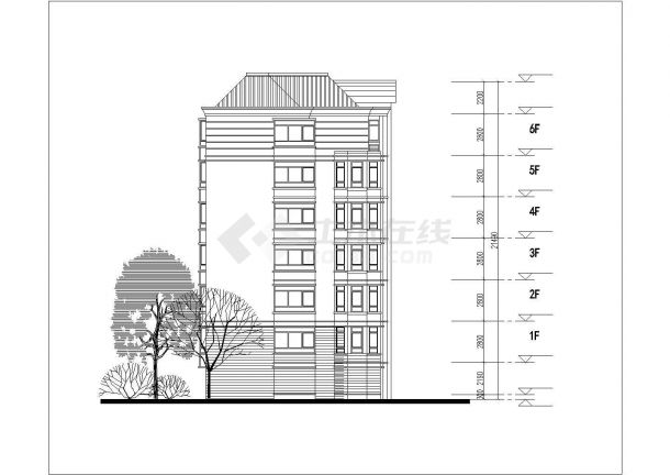 广州市某小区3850平米6层混合结构住宅楼平立剖面设计CAD图纸-图一