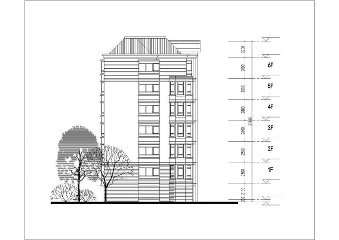 广州市某小区3850平米6层混合结构住宅楼平立剖面设计CAD图纸_图1