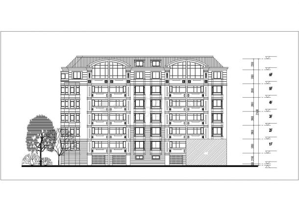 西宁市某小区2160平米6层混合结构住宅楼平立剖面设计CAD图纸-图一