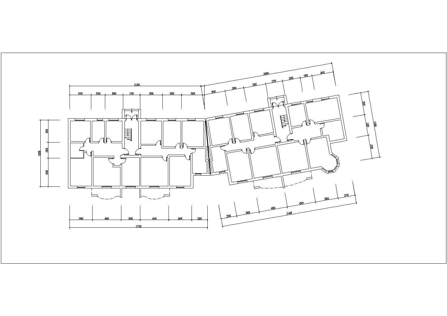 哈尔滨某小区2760平米六层混合结构住宅楼建筑设计CAD图纸