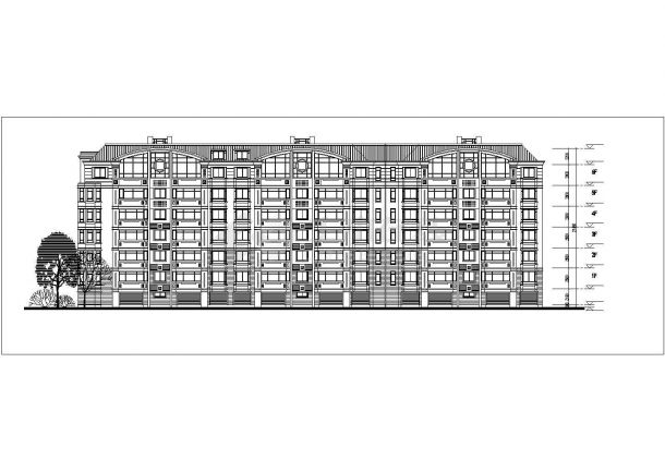 广元市某小区4690平米6层砖混结构住宅楼平立剖面设计CAD图纸-图二