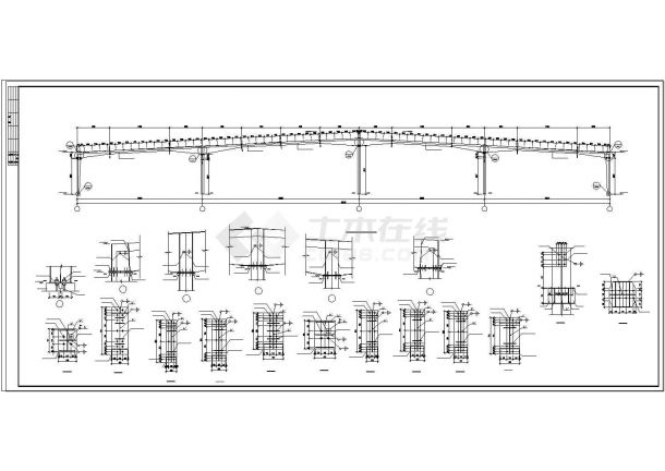 厂房设计_某大跨度多跨轻钢结构厂房cad结构施工图-图二