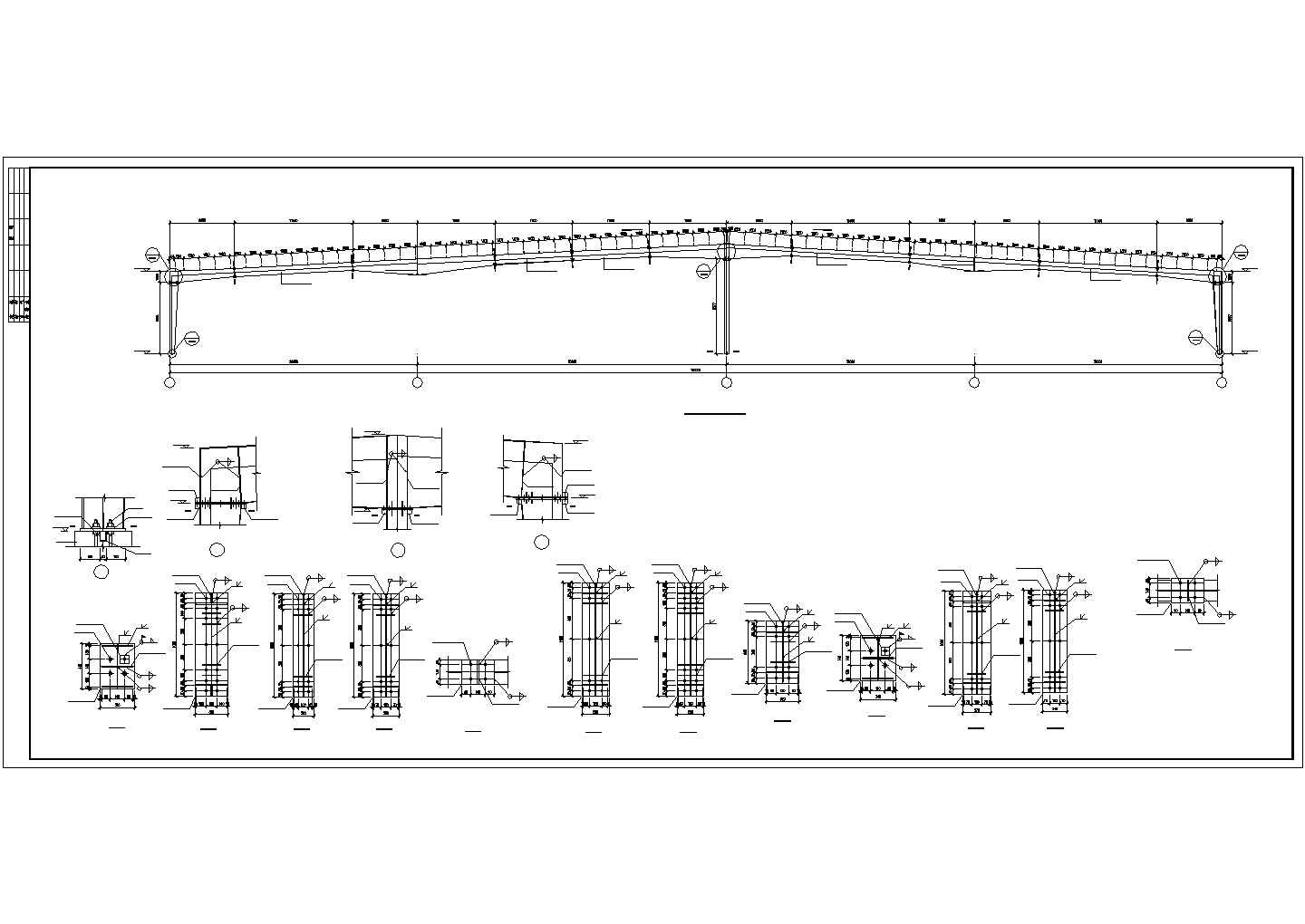 厂房设计_某大跨度多跨轻钢结构厂房cad结构施工图