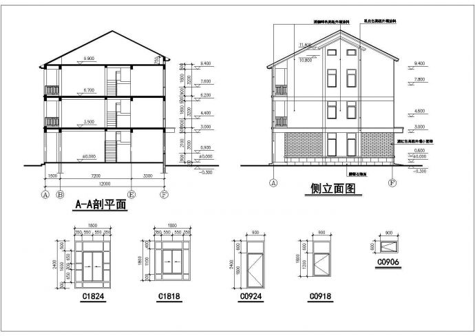 某小型3层框混结构农村民居楼建筑结构设计CAD图纸_图1