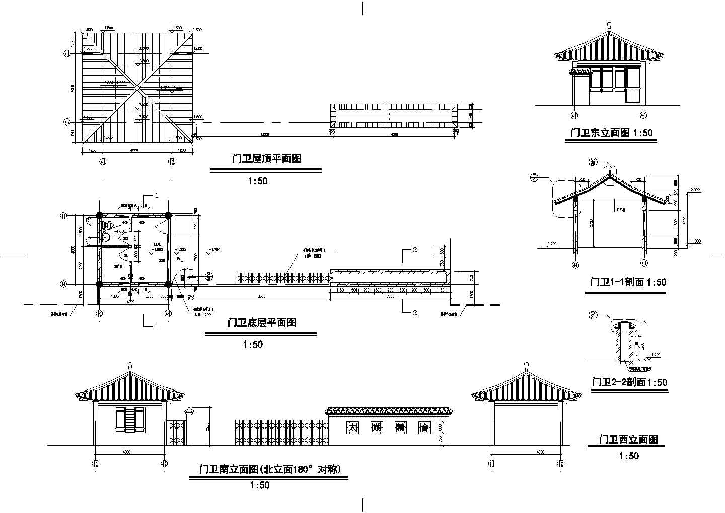 某市太湖古建筑施工CAD设计图纸